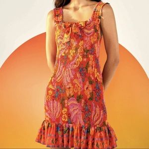 FARM Rio Red Spring Bananas mini dress